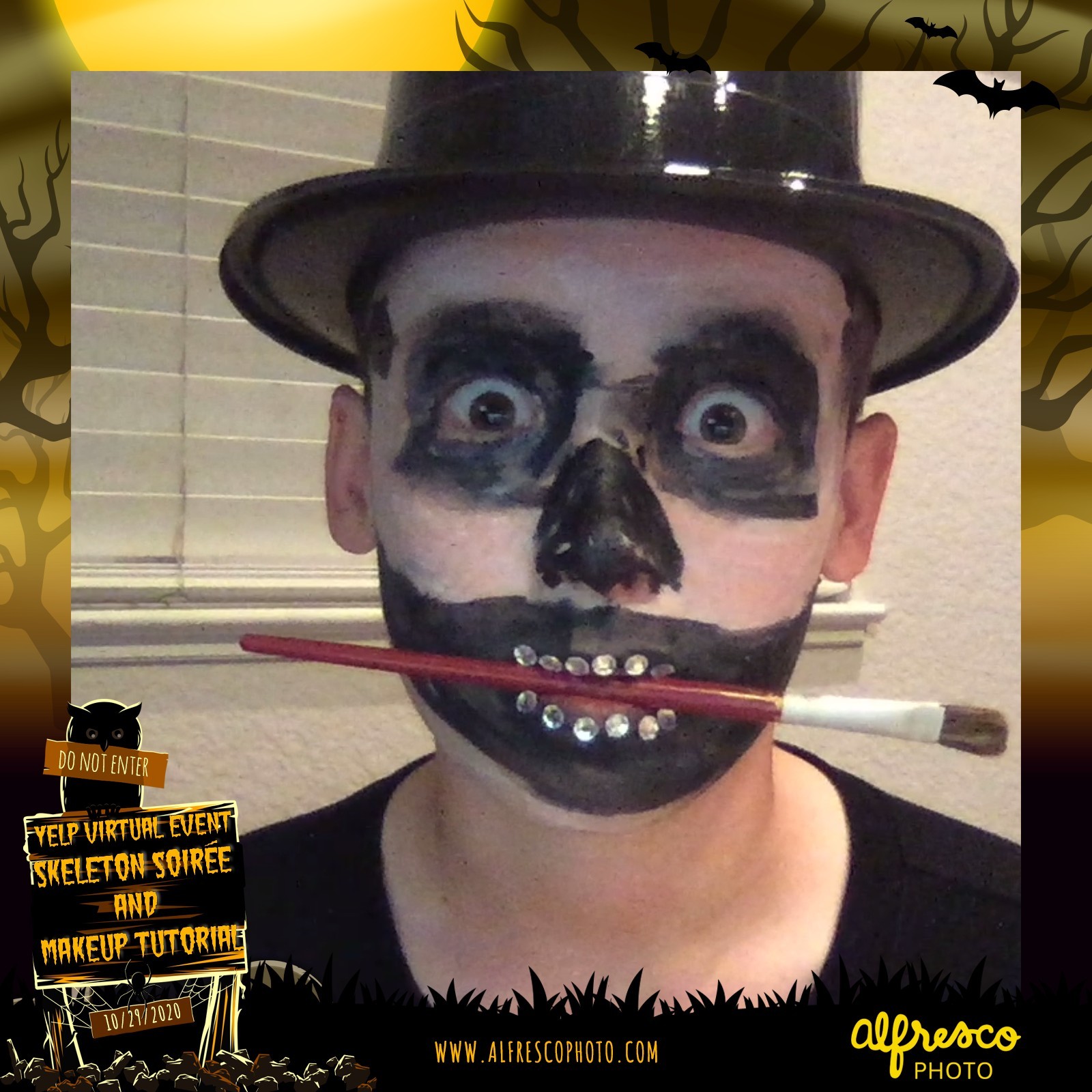 Yelp Skeleton Makeup Tutorial | View more photos from the event at events.alfrescophoto.com/u/AlfrescoPhoto/Yelp-Skeleton-Makeup-Tutorial